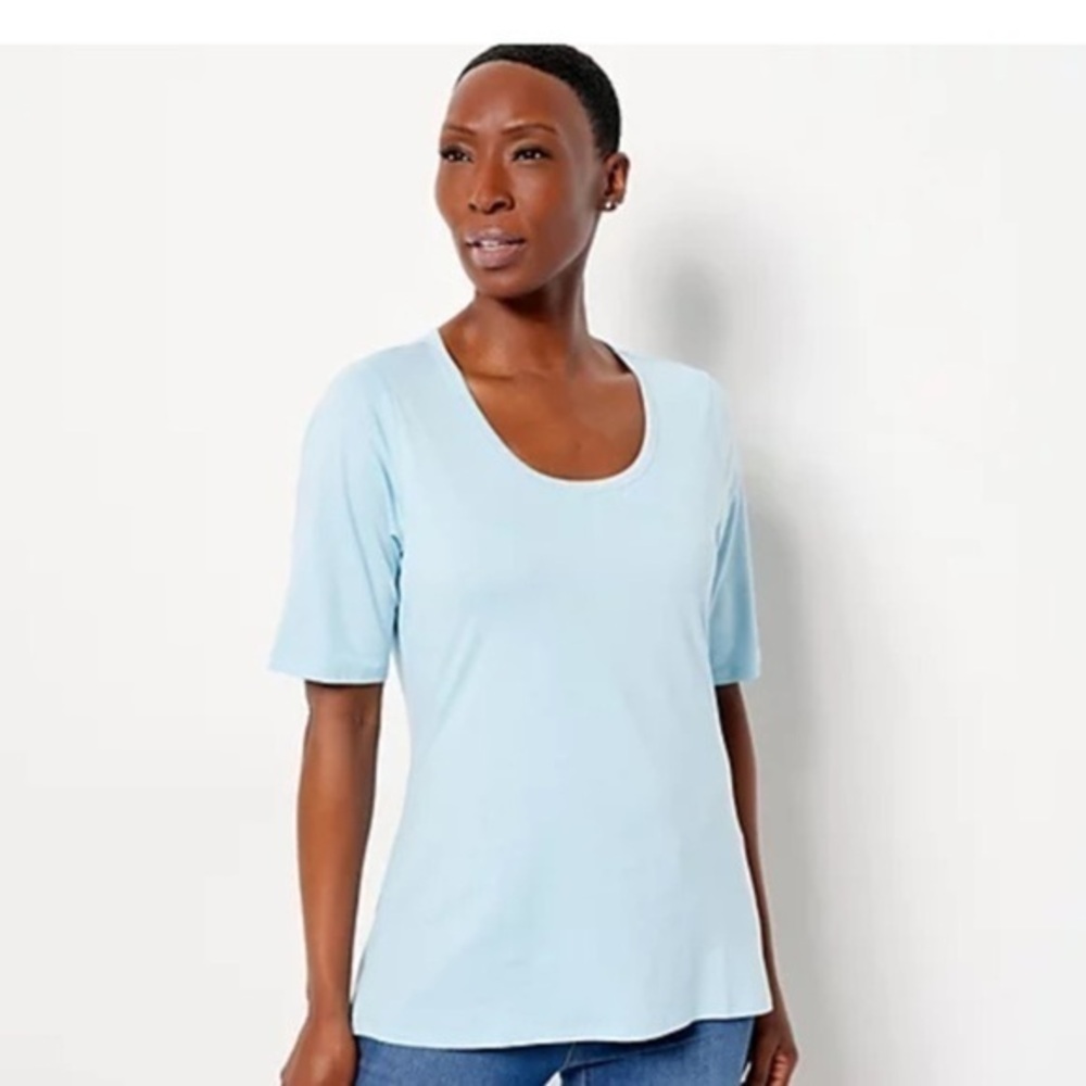 Laurie Felt Womens Scoop Neck Knit Asymmetric Relaxed Shirt Top sz L NWOT # bag